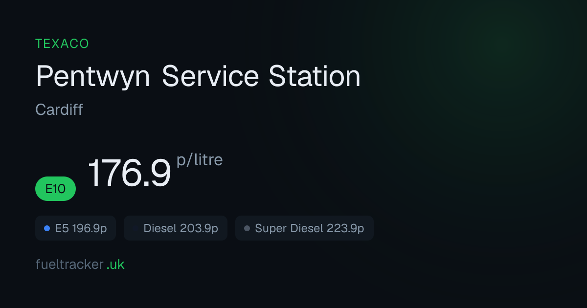 Pentwyn Service Station (Texaco), Cardiff — Opening Times & Fuel Prices